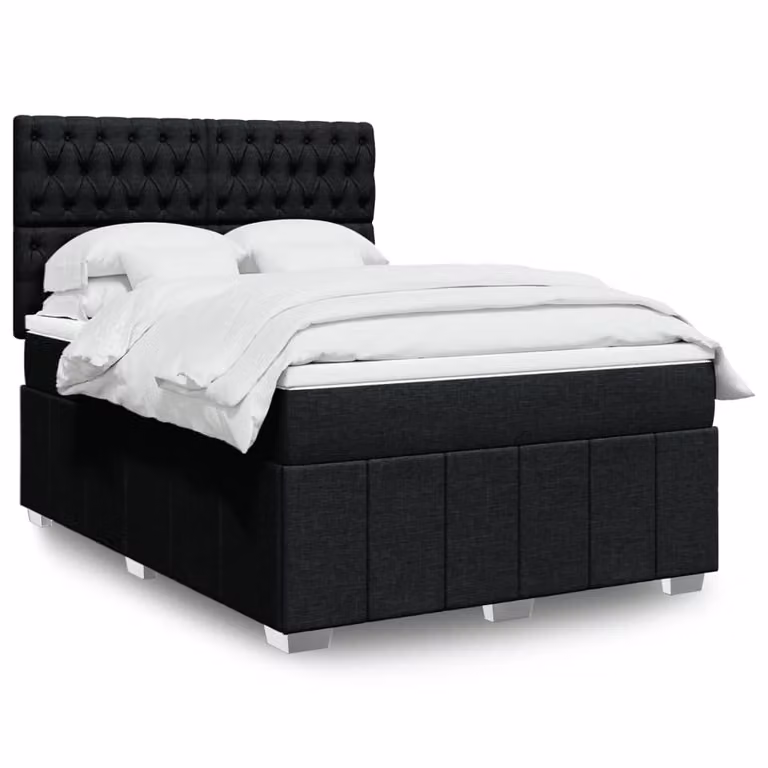 vidaXL Giroletto a Molle con Materasso Nero in Tessuto L/P/H: 140 x 200 cm