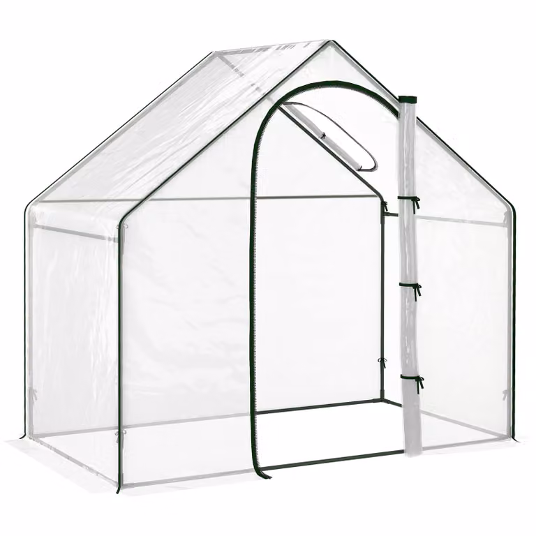 Outsunny serra da giardino, balcone, terrazza, serra per pomodori, 1,8 L x 1 L x 1,68 H m, plastica impermeabile, acciaio, trasparente, verde