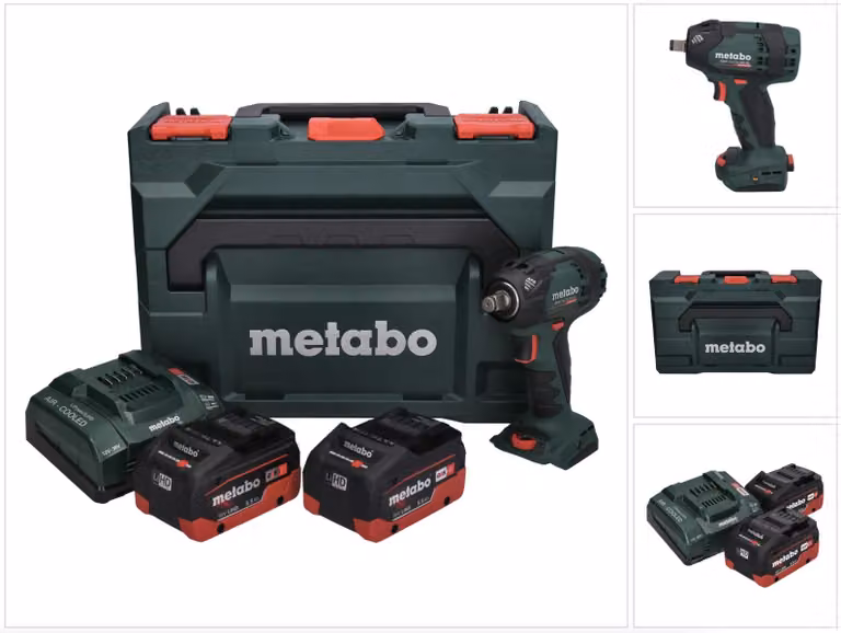Metabo SSW 18 LTX 300 BL avvitatore a impulsi a batteria 18 V 300 Nm 1/2" brushless + 2x batteria ricaricabile 5,5 Ah + caricatore + metaBOX