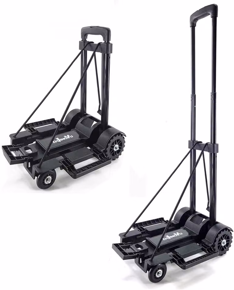 Carrello pieghevole da 45 kg, con 4 ruote, in acciaio, ideale per il campeggio