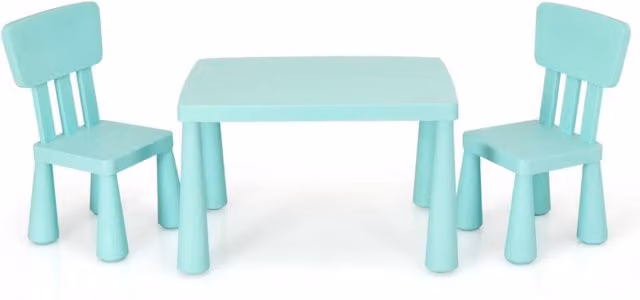 Set 1 tavolo 2 sedie per bambini 76,5 x 54,5 x 49,5 cm seduta comoda design ergonomico in pp verde 20_0019324