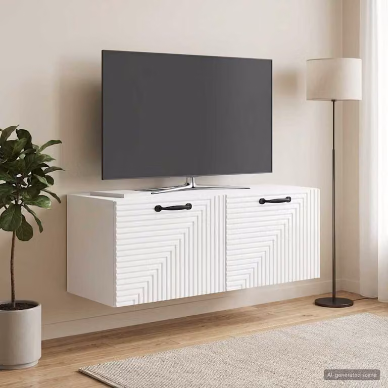 vidaXL Mobile Porta TV da Muro Bianco Lucido L: 78,5 cm, P: 31 cm, H: 30 cm