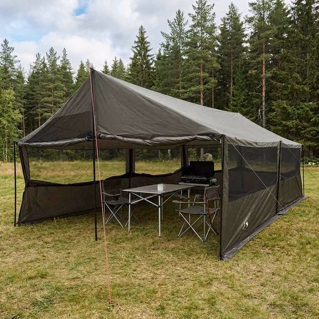 Tenda Familiare vidaXL Marrone e Grigio L: 600 cm, P: 400 cm, H: 268 cm