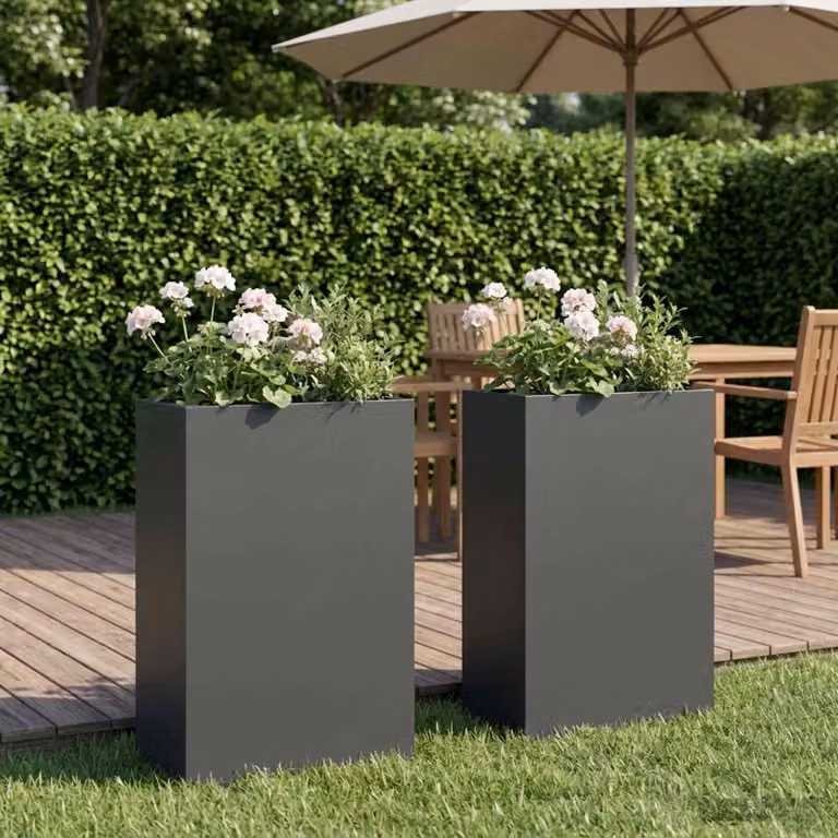 Set di 2 vasi da giardino vidaXL in metallo colore antracite L 40 cm x P 20 cm x H 75 cm
