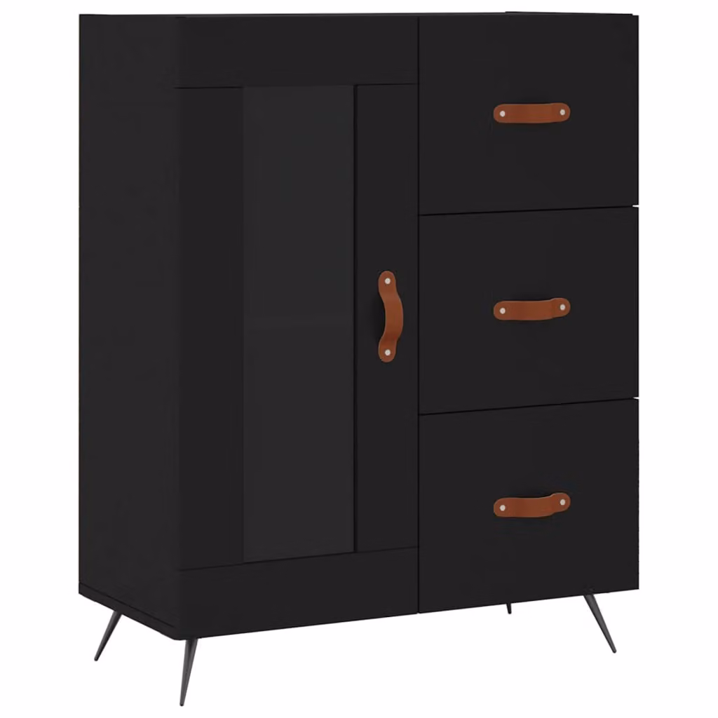 Credenza Nera 69,5x34x90 cm in Legno Multistrato