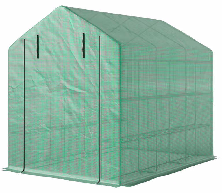 Serra in plastica Outsunny con ripiano per fiori e pomodori 244 x 180 x 210 cm