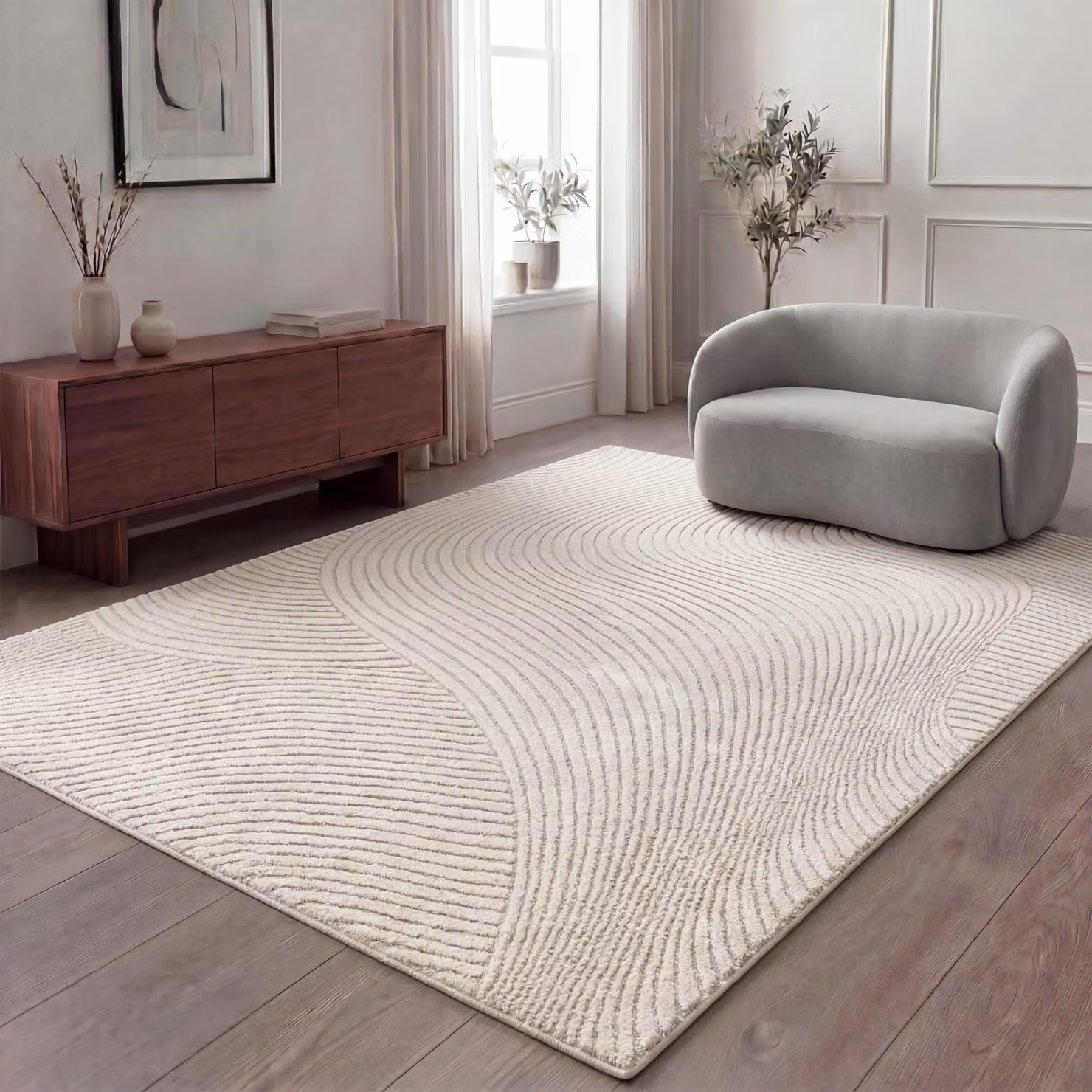 Tappeto moderno Aurora beige con effetto high-low L: 120 cm, P: 160 cm – 2
