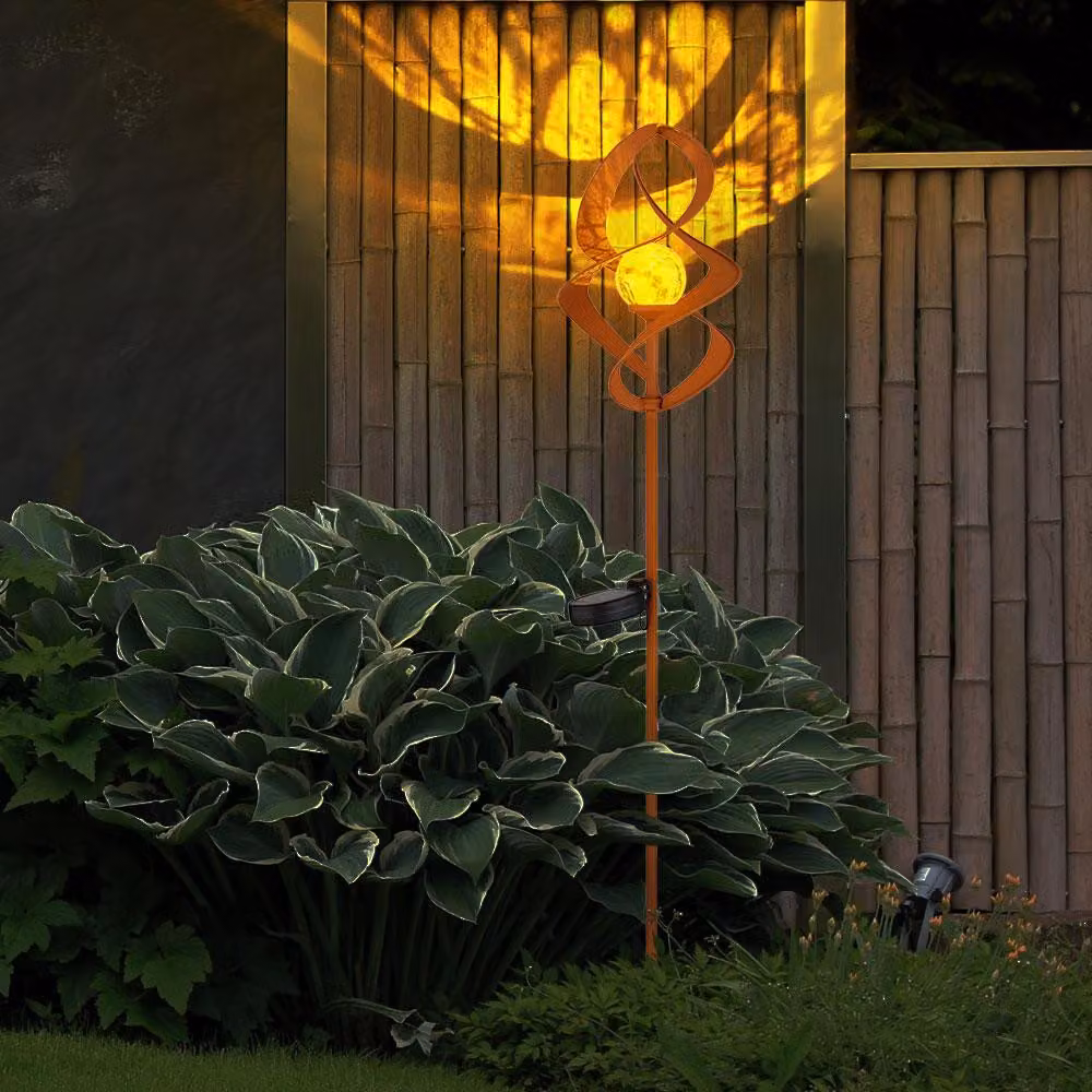 Luce solare a LED, IP44, picchetto a terra, batteria ricaricabile, color ruggine, H 90cm