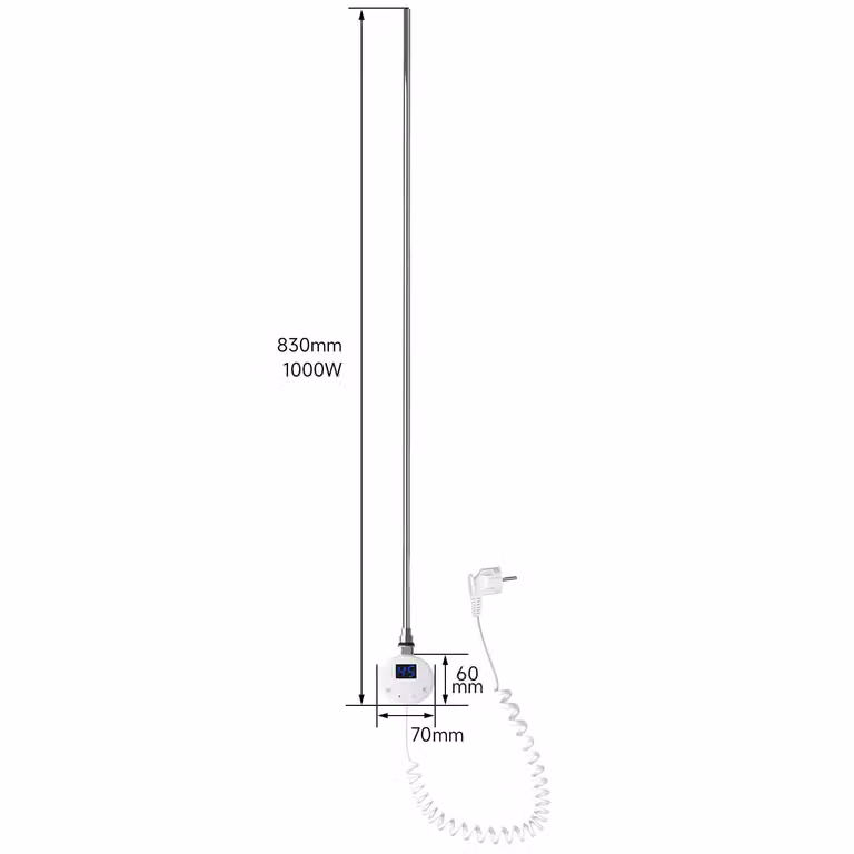 SONNI 1000W Bianco portasciugamani elettrico Barra di controllo della temperatura Termostato tubo di riscaldamento intelligente Display LED Termostato portasciugamani