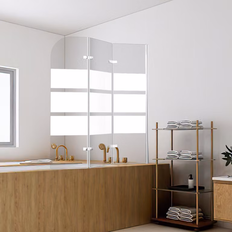 Jayseuw cabina doccia 120x140cm schermo pieghevole per vasca da bagno Schermo doccia in vetro 6mm NANO Easy Clean