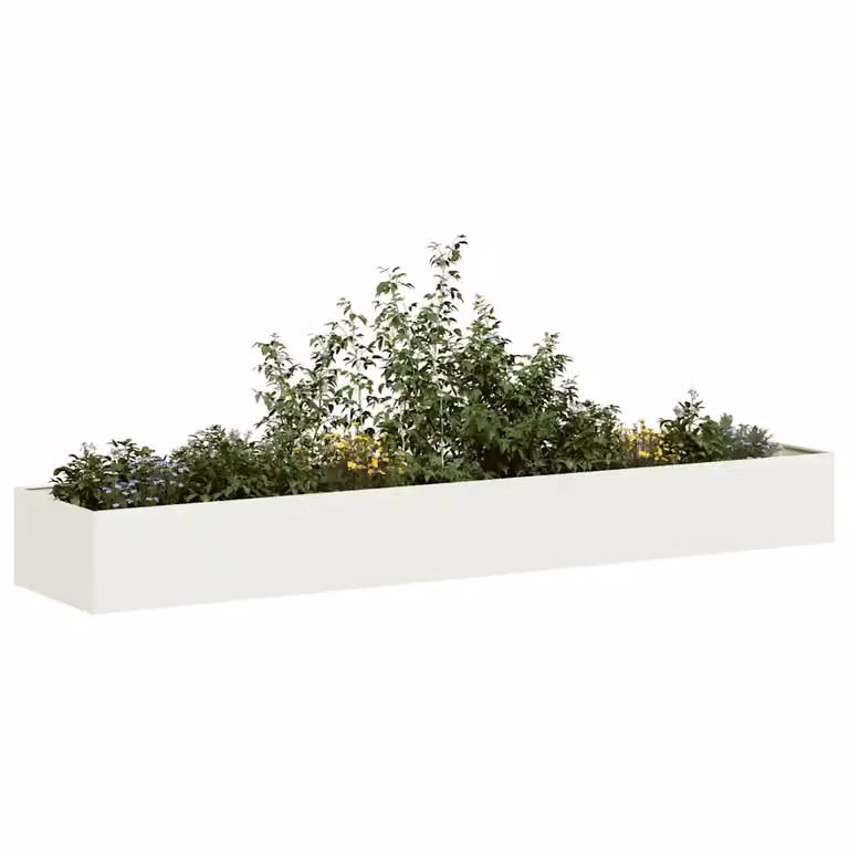 Fioriera bianca vidaXL in acciaio per orto e giardino L: 360 cm, P: 80 cm, H: 40 cm