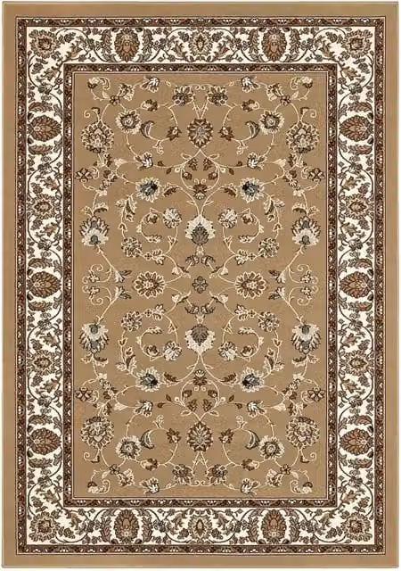 Tappeto P2079 beige cm.280x365 motivo classico orientale persiano, economico resistente facile da pulire