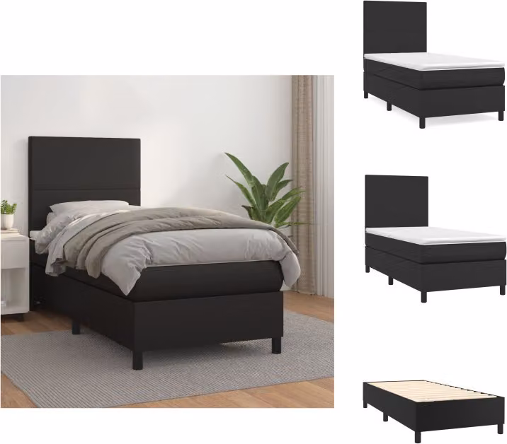 vidaXL Letto a molle con materasso nero 90x190 cm in Pelle finta - Letti e strutture letto