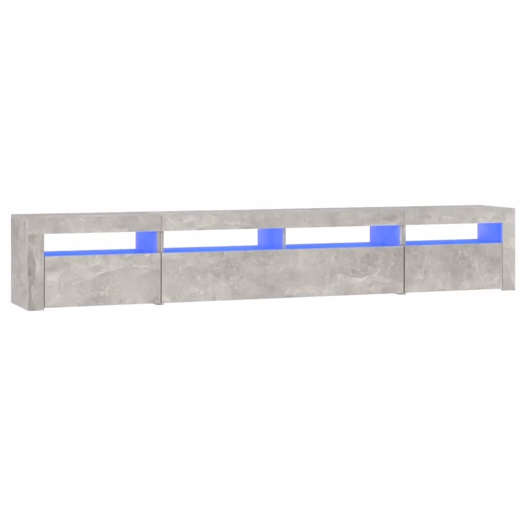 Mobile Porta TV Moderno vidaXL con Luci LED Integrate Grigio Cemento, L: 240 cm, P: 35 cm, H: 40 cm – 2