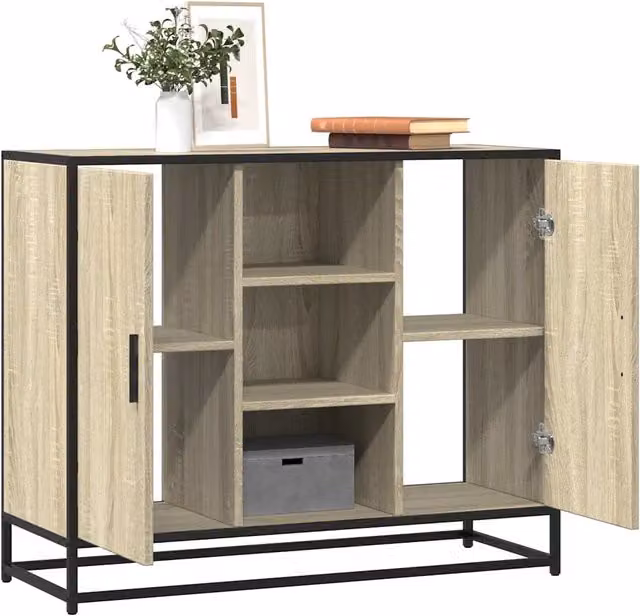 Credenza in stile industrial vidaXL in legno e metallo, colore marrone, L 92 cm x P 35 cm x H 76 cm