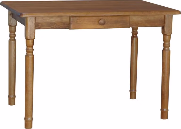 Tavolo II con cassetto in legno massiccio di pino nel colore rovere 90 x 60 cm