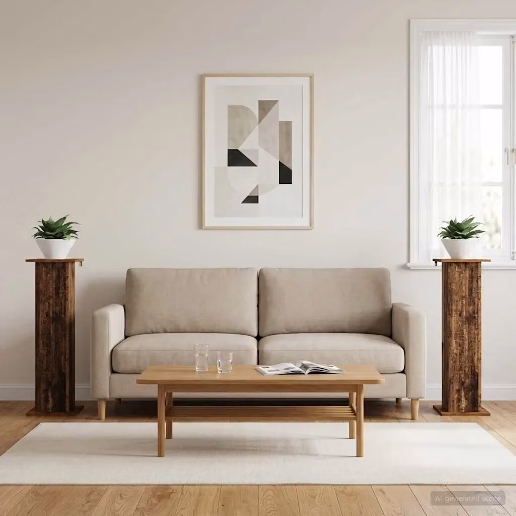 Set di 2 supporti per piante in legno color marrone, L/P/H: 30,5 x 30 x 100,5 cm – 2