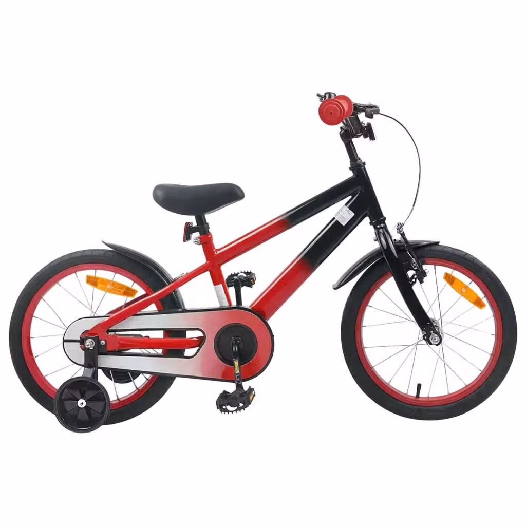 Bicicletta per bambini da 16 pollici in metallo e gomma, colore nero e rosso – 2