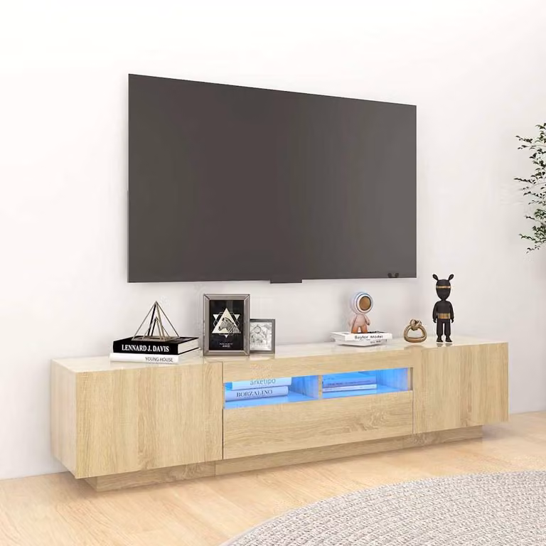 vidaXL Mobile Porta TV con Luci LED integrate in Rovere Sonoma, Marrone, L: 180 cm, P: 35 cm, H: 40 cm