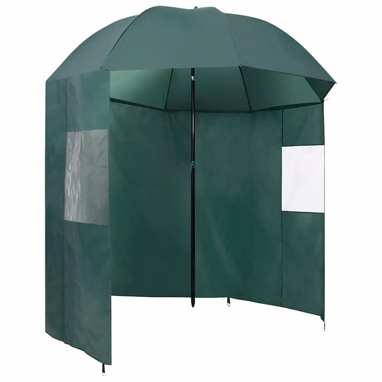 Ombrellone da pesca vidaXL verde con struttura in acciaio e copertura in poliestere L: 220 cm, P: 185 cm