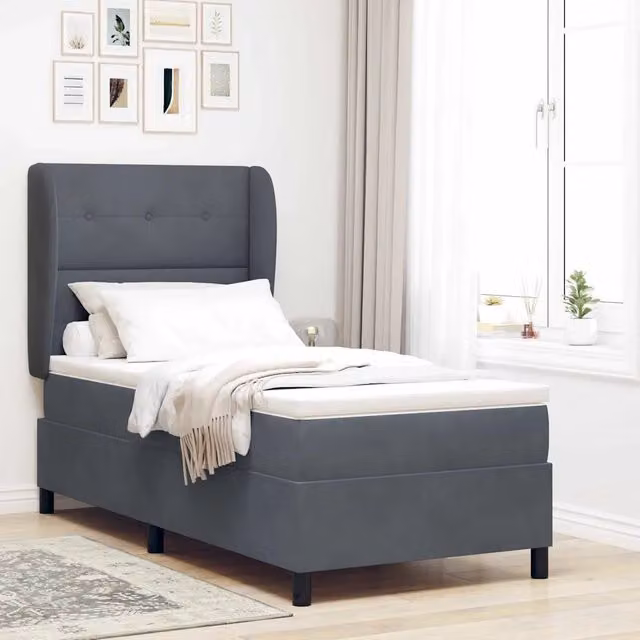 Letto ibrido con testiera in velluto vidaXL Grigio L: 80 cm, P: 200 cm, H: 128 cm – 1