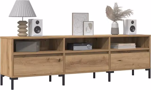 Mobile Porta TV Moderno vidaXL in Legno e Metallo, Colore Marrone Rovere, L 150 x P 30 x H 44,5 cm