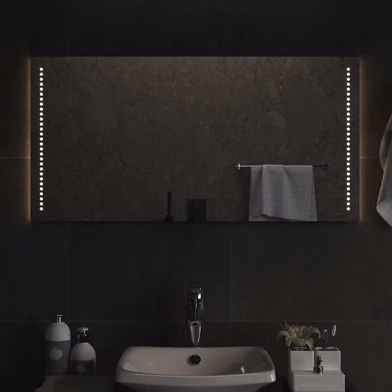 Specchio da bagno moderno vidaXL con luci LED, rettangolare, L: 100 cm, H: 50 cm