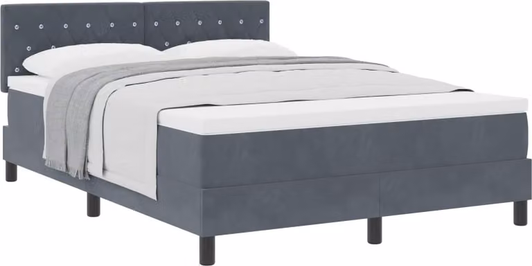 Letto a molle con materasso Grigio scuro 140 x 200 cm Velluto
