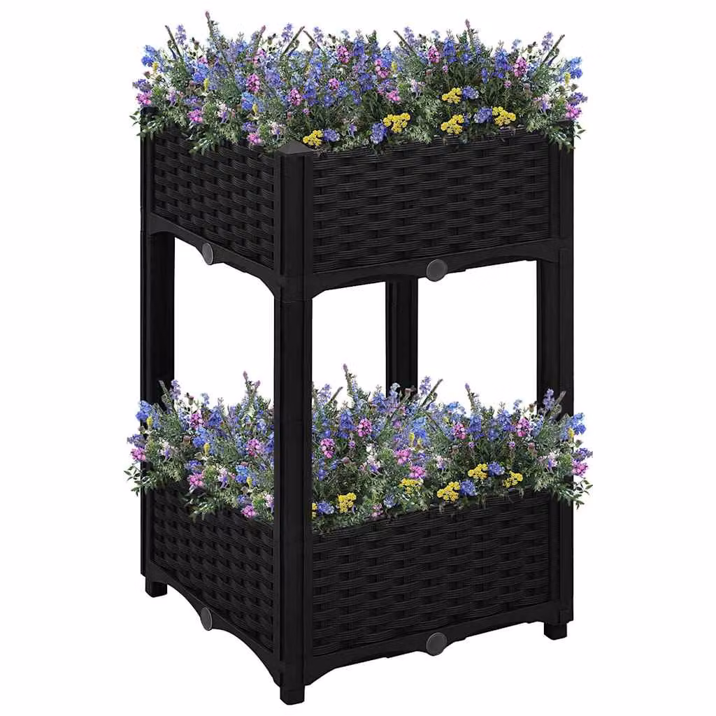 Fioriera Rialzata vidaXL in Polipropilene Nero L/P/H: 40 x 40 x 71 cm