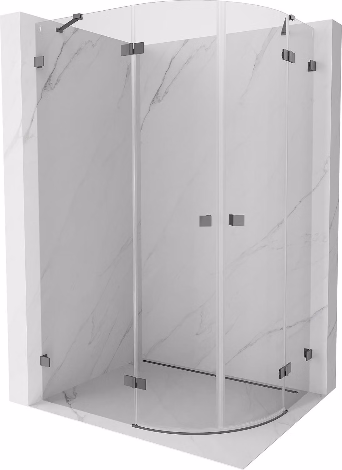 Mexen Lunar cabina doccia semicircolare apribile sinistra 100 x 70 cm, trasparente, gun metal - 833-100L-070P-95-00
