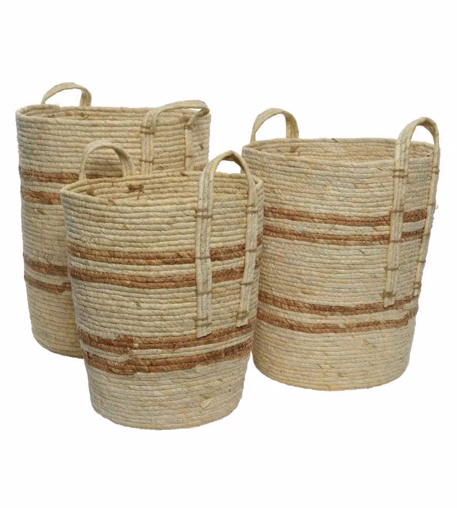 Cesta Con Manici 33X38 H Cm Colori Naturali - Piccola