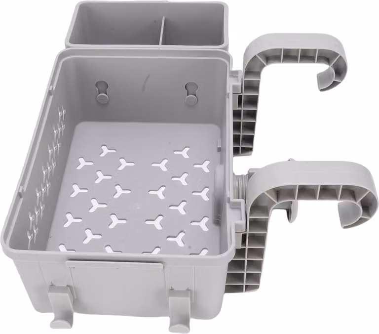 Cesto portaoggetti per piscina con portabicchieri, impermeabile, accessorio per piscine fuori terra, grande capacità, grigio
