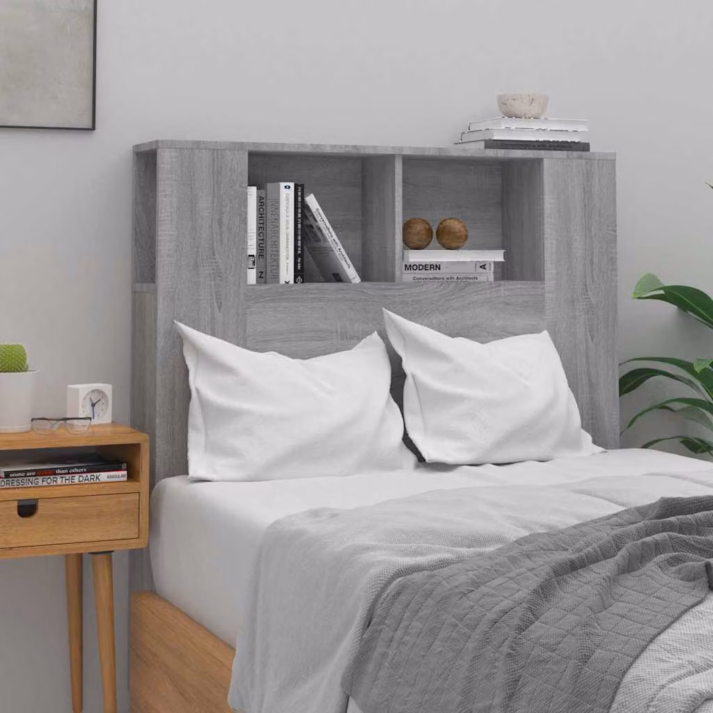 Testiera con scomparti vidaXL in legno Grigio Sonoma, L 100 x P 18,5 x H 102,5 cm