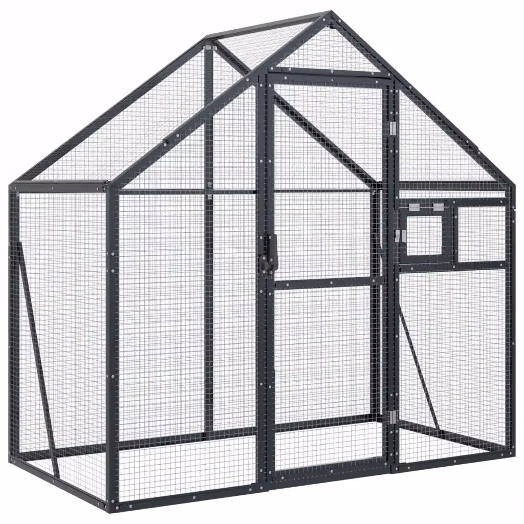 Voliera vidaXL in metallo color antracite opaco L: 179 cm, P: 100 cm, H: 185 cm – 2