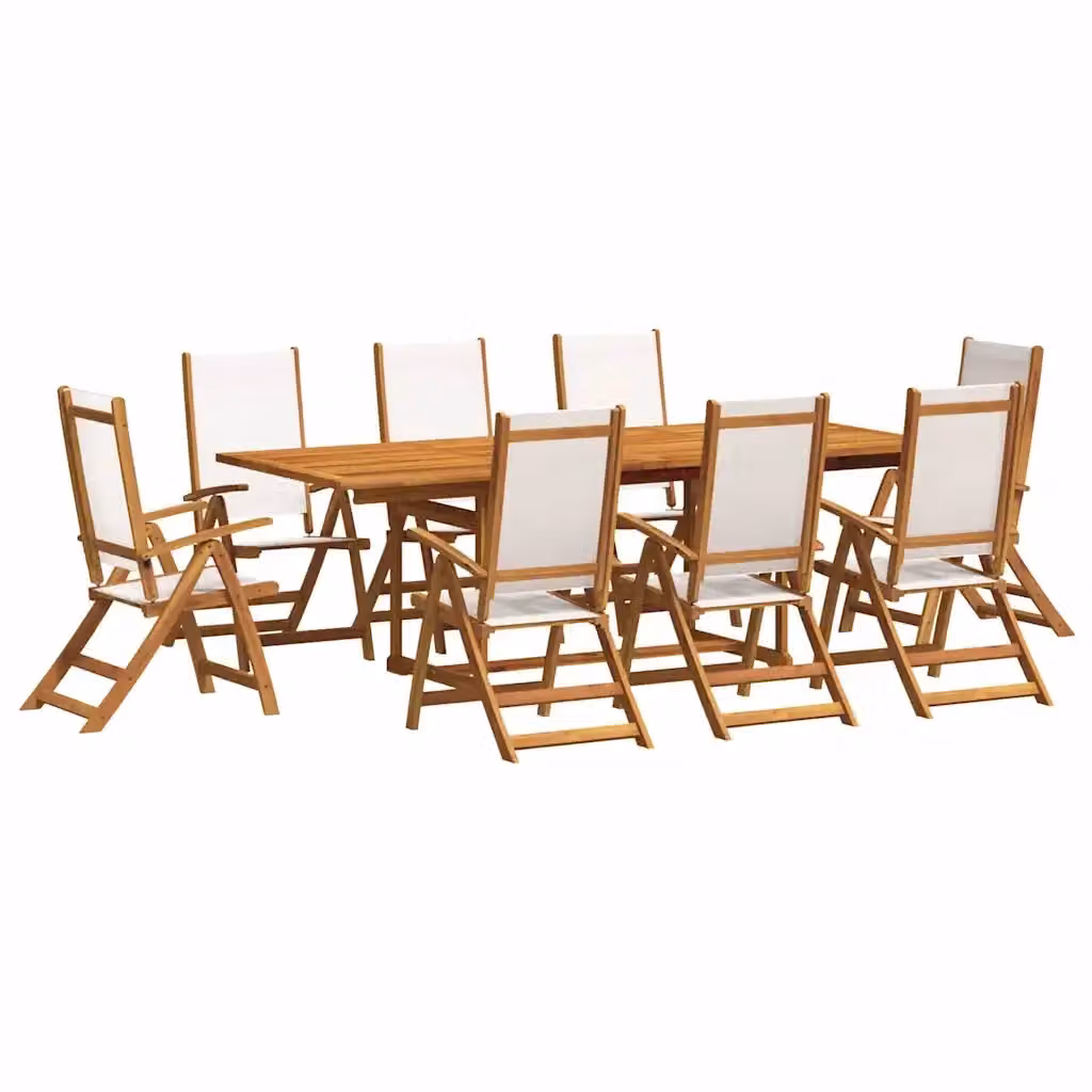 Set da pranzo da giardino vidaXL in legno di acacia oliato e textilene, 9 pezzi, marrone e grigio – 2