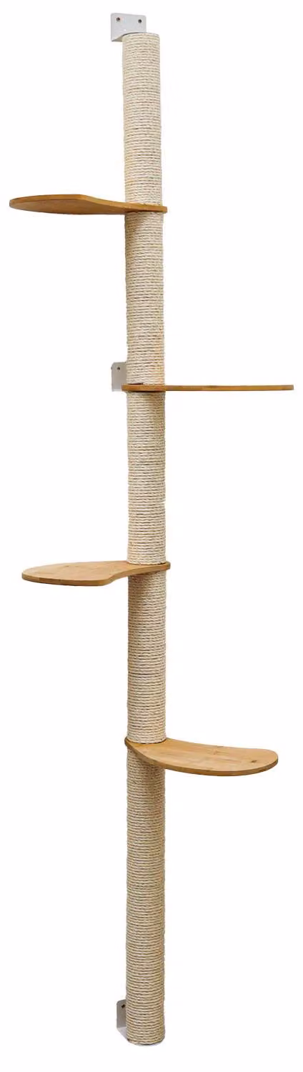205 cm tiragraffi da parete con 4 piattaforme per gatti - tiragraffi in sisal per montaggio a parete