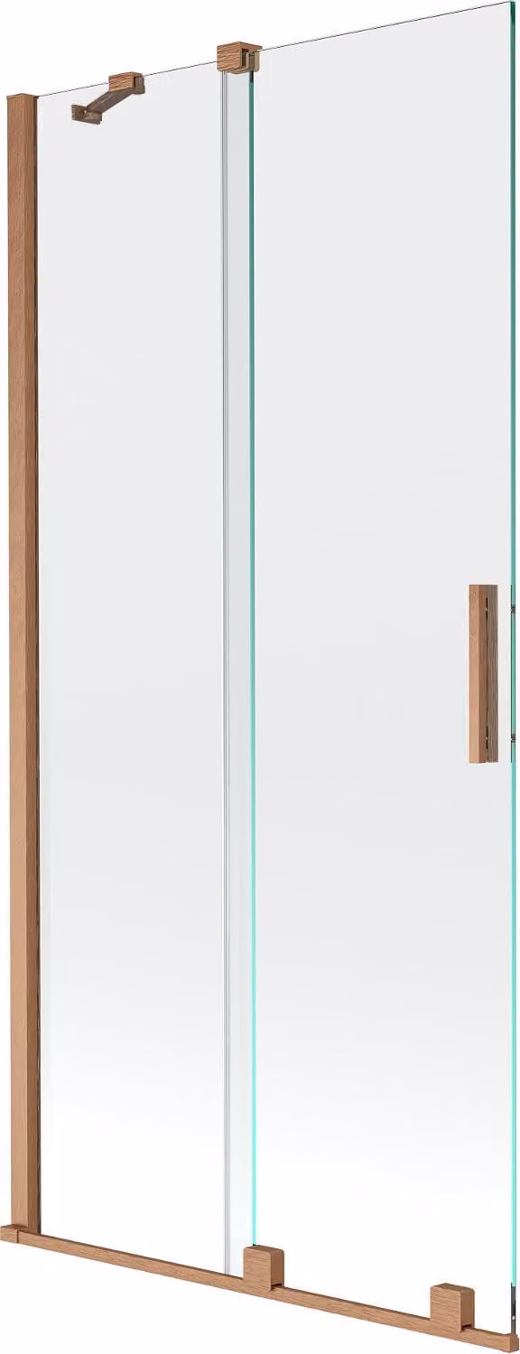 Mexen Velar parete da doccia a 2 ante scorrevole 95 x 150 cm, trasparente, rame spazzolato - 896-095-000-01-65
