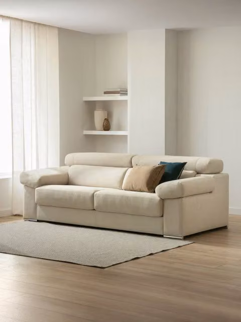 Divano 3,5 posti Dolmen Kenay Home color crema con poggiatesta regolabile e seduta apribile – 1