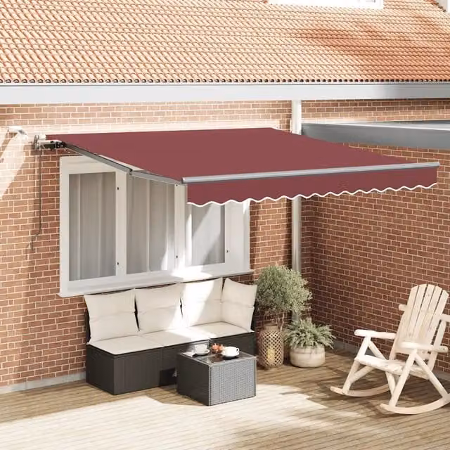 Tenda da sole retrattile automatica Videx con LED e telecomando, colore antracite e rosso, L: 300 cm, P: 250 cm – 1