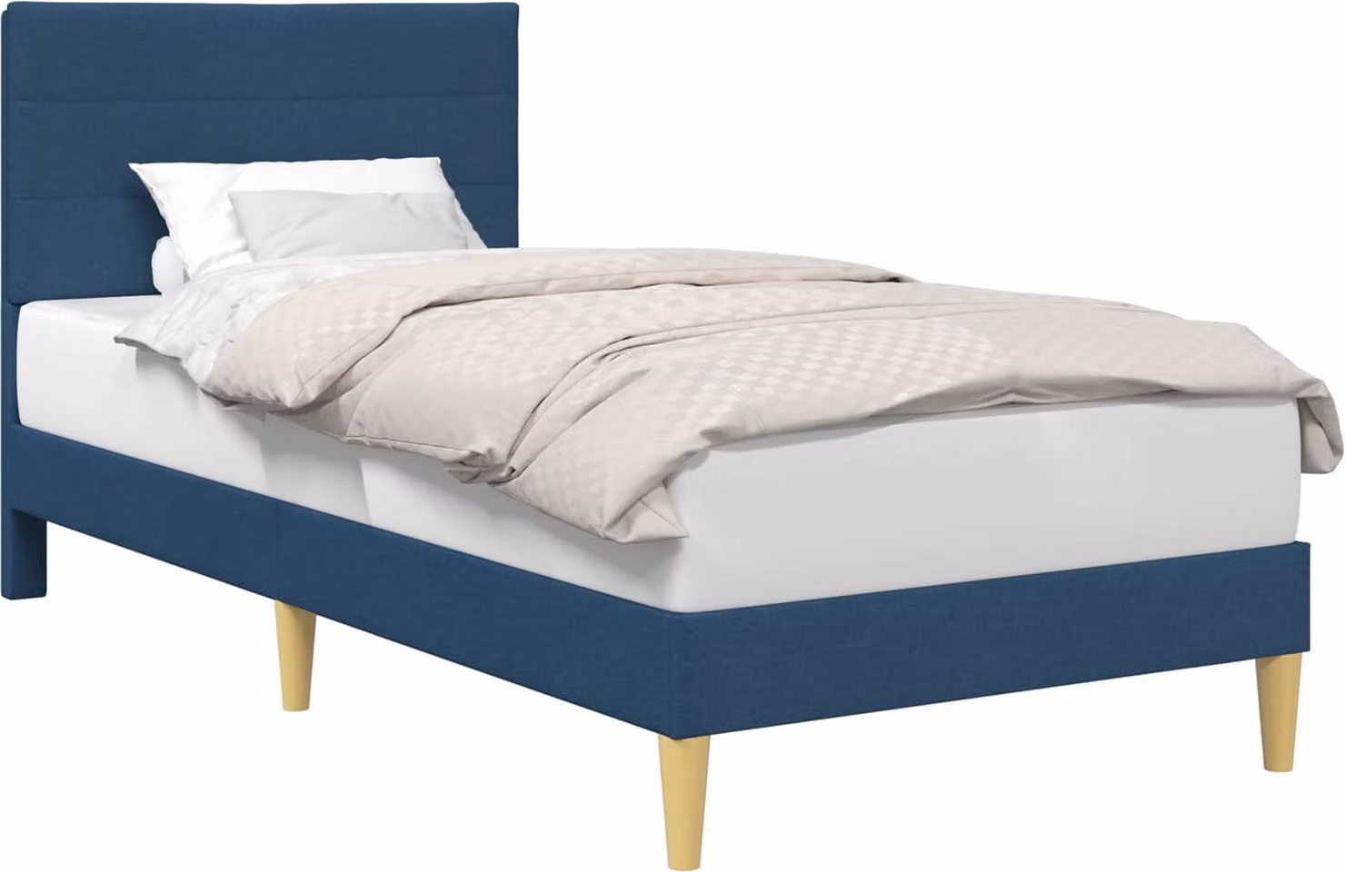 Struttura del letto con testiera Blu 100 x 200 cm Tessuto