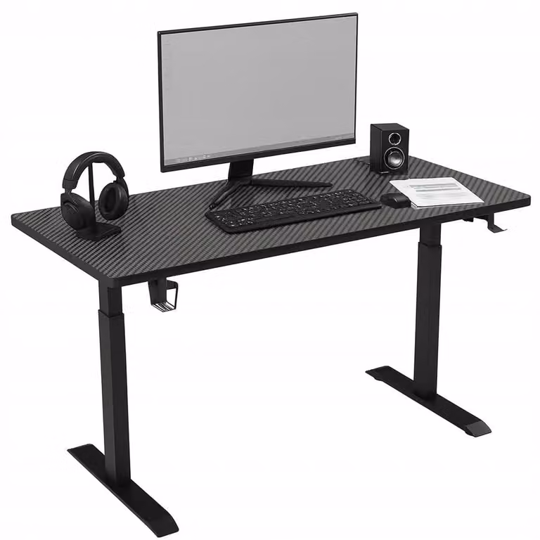 Scrivania - Tavolo 140x60x72 cm - Scrivania da ufficio nera - Tavolo per computer - Tavolo alto - con regolazione in altezza
