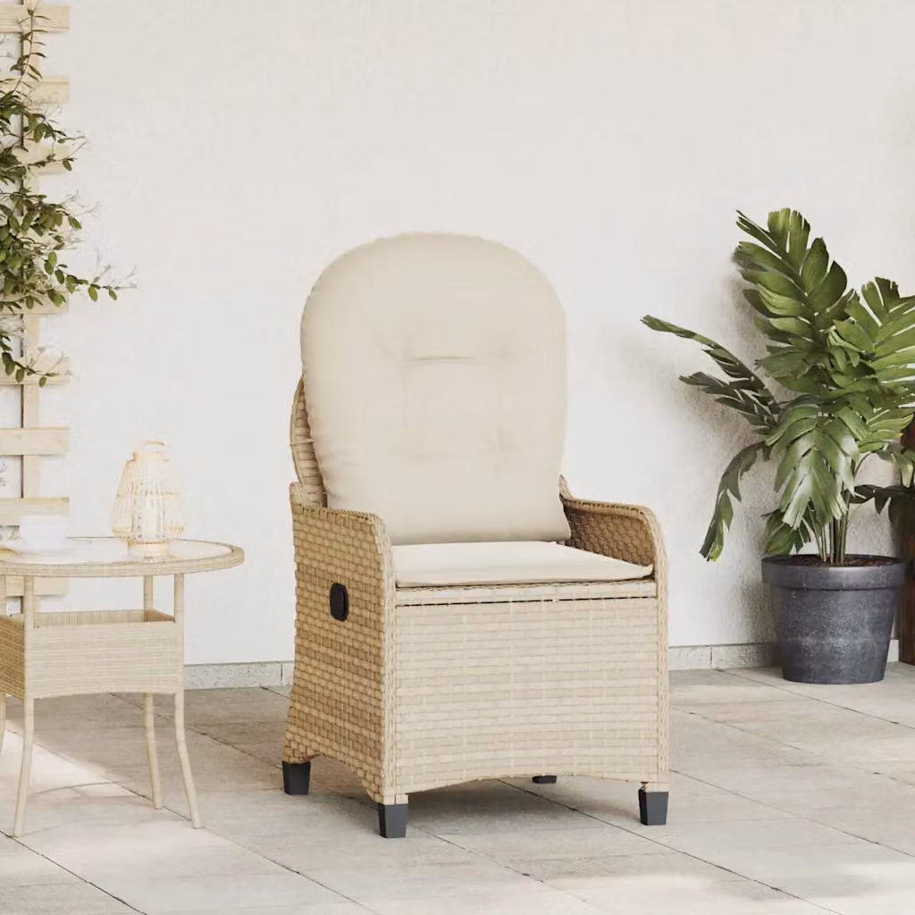 Poltrona reclinabile vidaXL in rattan beige per giardino e terrazza