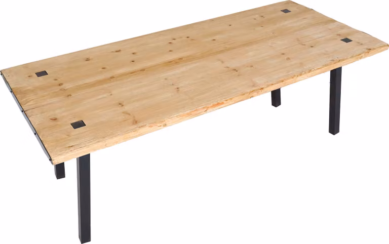 Tavolo da pranzo HWC-L75, tavolo da sala da pranzo, legno massiccio industriale MVG 200x90cm, naturale
