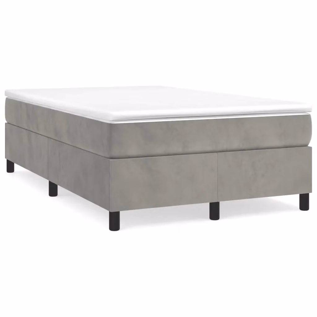 Letto Ibrido vidaXL con Giroletto a Molle e Materasso in Velluto Grigio Chiaro, L/P/H: 200 x 120 x 35 cm – 2