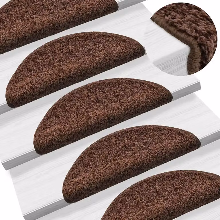 Set di 10 tappetini per scale semicircolari vidaXL, colore marrone, L: 56 cm, P: 17 cm, H: 3 cm