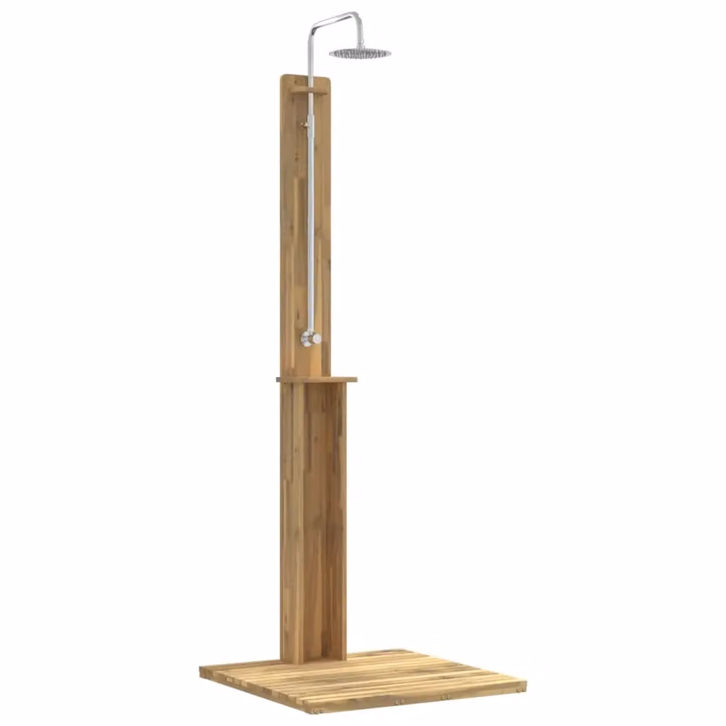 Doccia da esterno Videx in acciaio inossidabile e legno, Bianco e Marrone, Altezza: 217 cm – 2