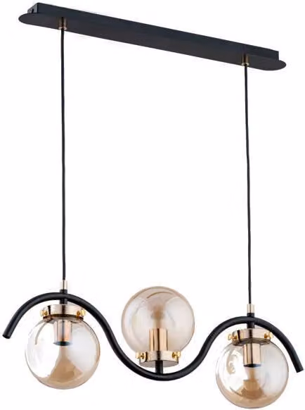 Lampada a sospensione KORDA nera 3xE14x10W in metallo, dimensioni: 90x14x60 cm, IP20, Alfa