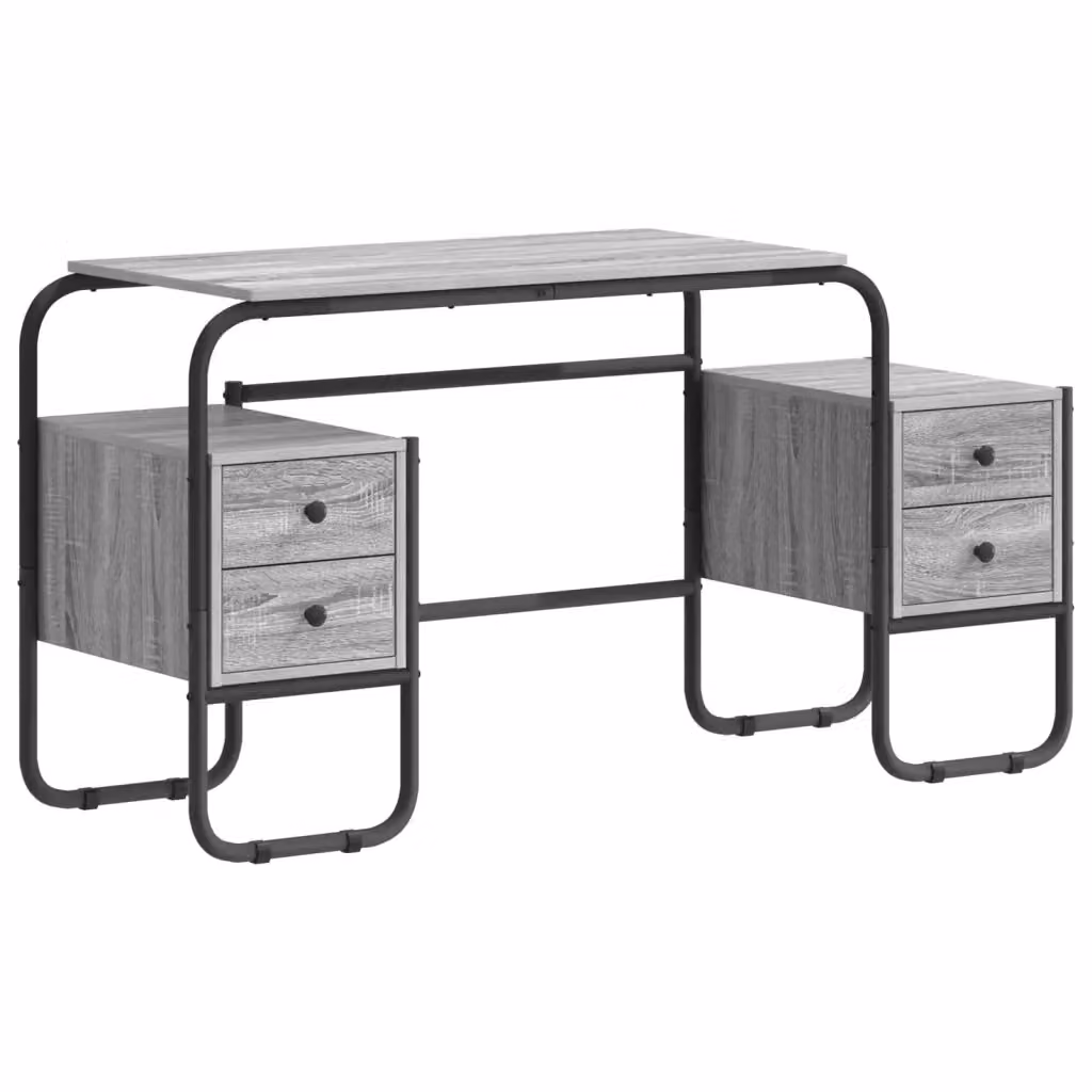 Scrivania con spazio di archiviazione vidaXL in stile industriale, colore grigio, L/P/H: 145 x 60 x 75 cm – 2