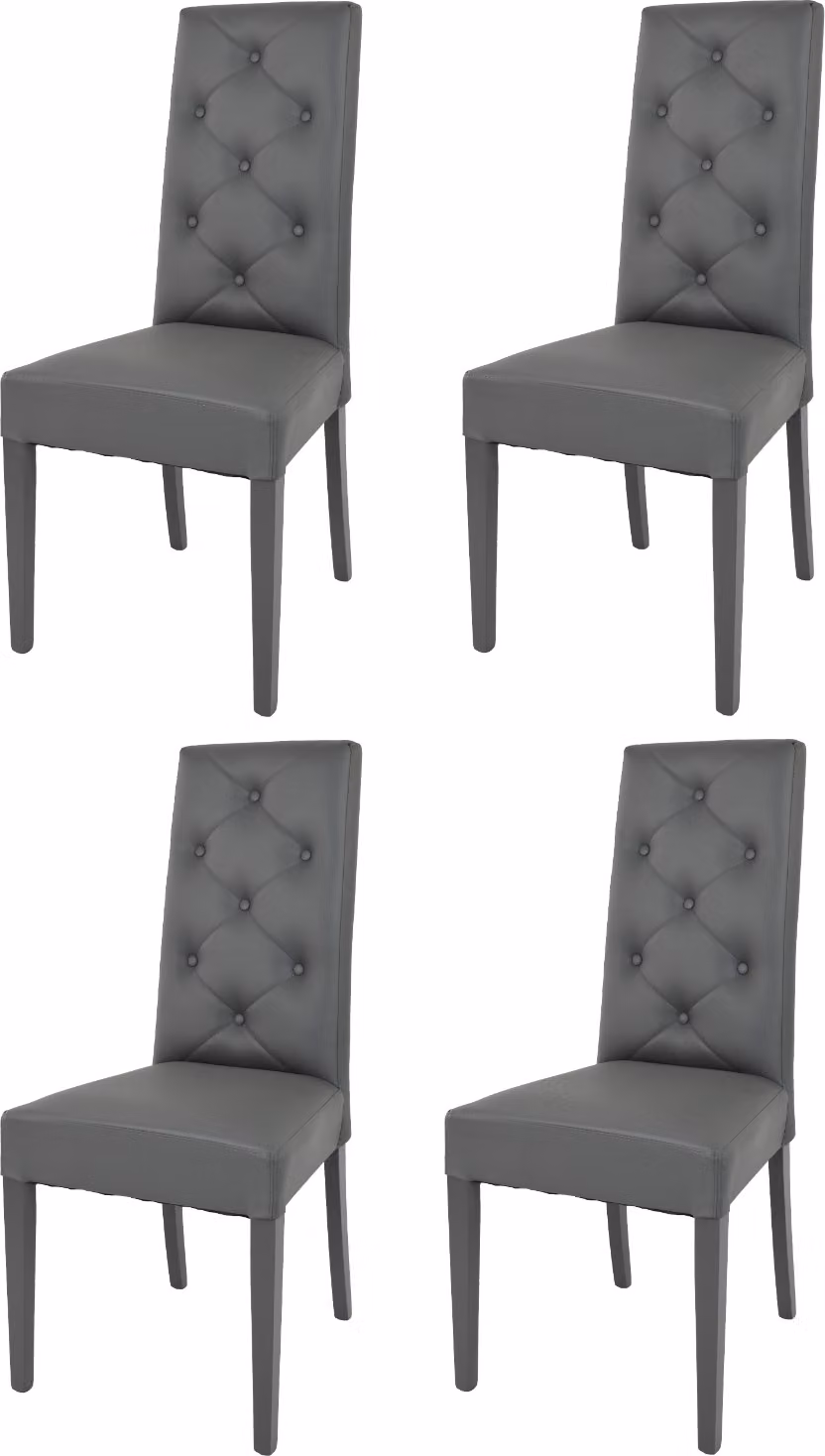 t m c s Tommychairs - Set di 4 sedie moderne CHANTAL per cucina e sala da pranzo, struttura robusta in legno di faggio laccato colore grigio scuro, imbottite e rivestite in Pelle finta grigio scuro