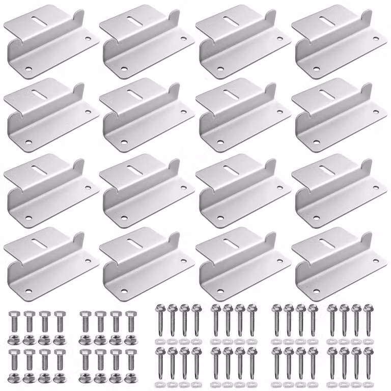 Set di 16 supporti a Z per pannelli solari, in alluminio, colore argento